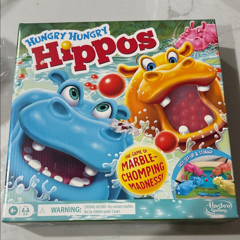 Hasbro Hungry Hungry Hippos Game - Blue, Yellow & Pink Hippos